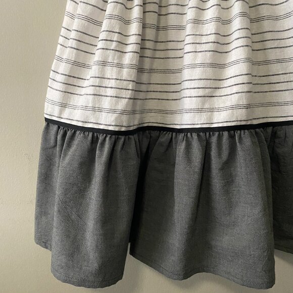 Handmade Children's 100% Cotton Grey White Plaid Ribbon Detail Dress - Picture 8 of 13